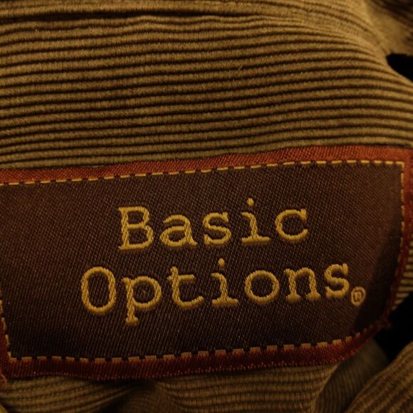 Basic Options corduroy shirt mens L Large olive green button long sleeve - Picture 6 of 8